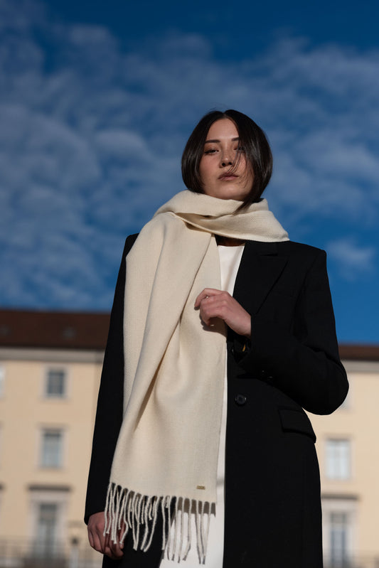 Sciarpa Avorio con tag oro