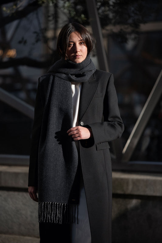 Sciarpa Grigio Melange con tag oro