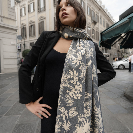 Sciarpa Grigia/Bianca Toile de Jouy